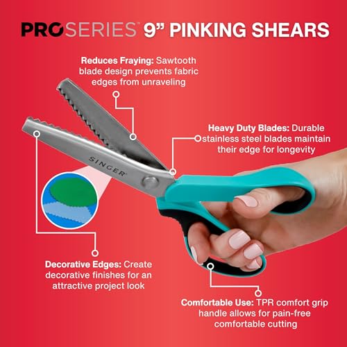 Buy now SINGER ProSeries 9" Pinking Shears - Heavy-Duty Stainless Steel - Zigzag Cut for No-Fray Fabric, Sewing & Craft Edging at indiglob india