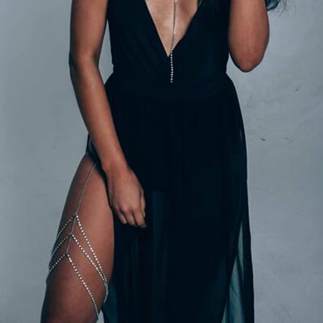 Buy now Sexy Thigh Chains Jewelry Silver Rhinestone Bikini Body Jewelry Layered Leg Chain Party for Women and Girls at indiglob india
