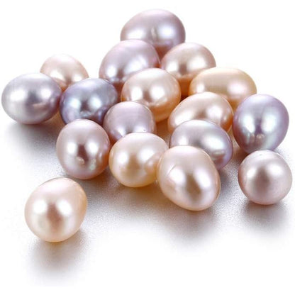 50Pcs Freshwater Cultured Pearl, Natural Oval Oyster Pearls Beads, Necklace Bracelet Earring Jewelry Making Supplies, Fun Gift for Women, Pearl Party, No Hole (Around 8mm)