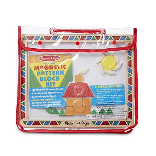 Buy now Melissa & Doug Deluxe Wooden Magnetic Pattern Blocks Set - Educational Toy with 120 Magnets and Carrying Case, Multi/None, 1 EA, English Only. at indiglob india
