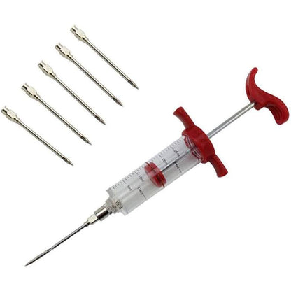 5 Stainless Steel Needles Spice Syringe Set BBQ Meat Flavor Injector Kithen Cooking Sauce Marinade Syringe Accessories