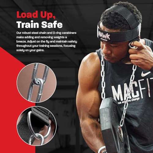 Buy now Hawk Sports Neck Harness for Men and Women with Adjustable Neck Strap and 30" Steel Chain for Safely Lifting Weights Up to 150 lbs., Neck Exercise Equipment for Muscle Growth and Strength Training at indiglob india