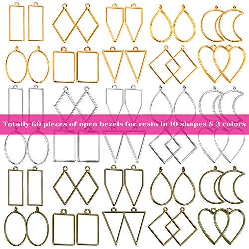 Buy now Shynek 60Pcs Hollow Frame Pendants - Resin Craft Bezels Jewelry Molds for Necklaces and Earrings Making Supplies at indiglob india
