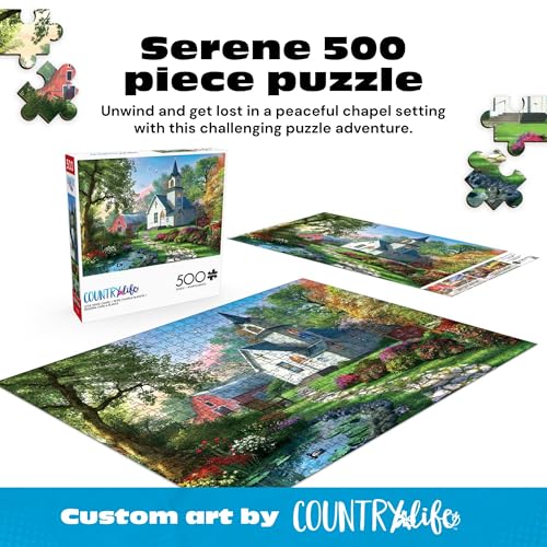 Buy now Buffalo Games – Little White Chapel Jigsaw Puzzle, 500 Piece Puzzle for Adults, Peaceful Church Landscape Art by Dominic Davison at indiglob india
