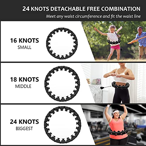 Buy now 24 Knots Weighted Hula Fit Hoop,Smart Hula Hoop Detachable Massage Exerciser Fitness for Adults Beginners Weight Loss and Exercis (Black) at indiglob india