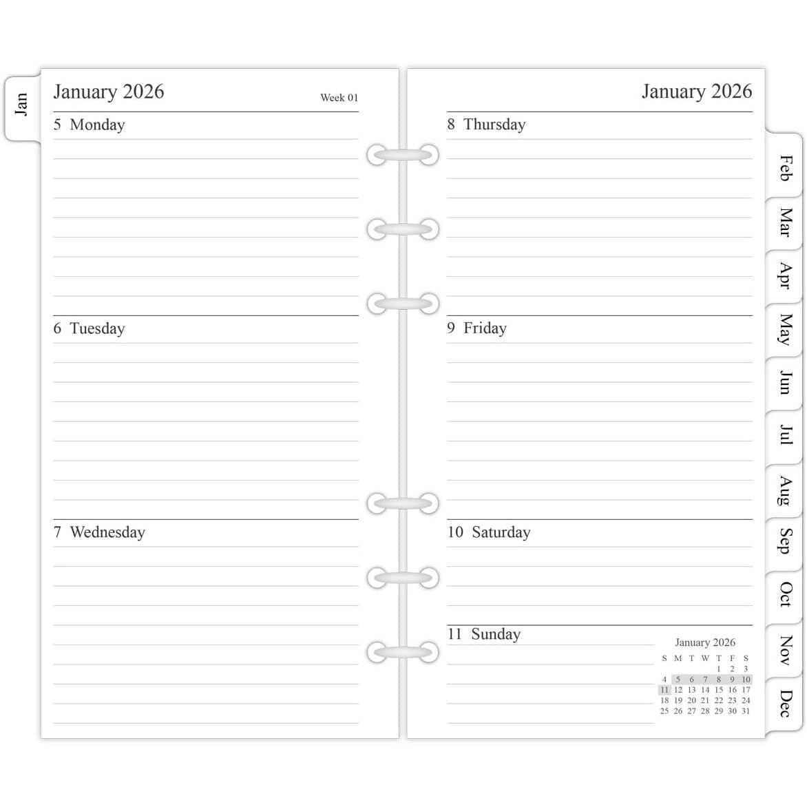 newestor 2026 Weekly & Monthly Planner Refill, 3-3/4" x 6-3/4", Jan 2026 - Dec 2026, Personal/Compact/Size 3