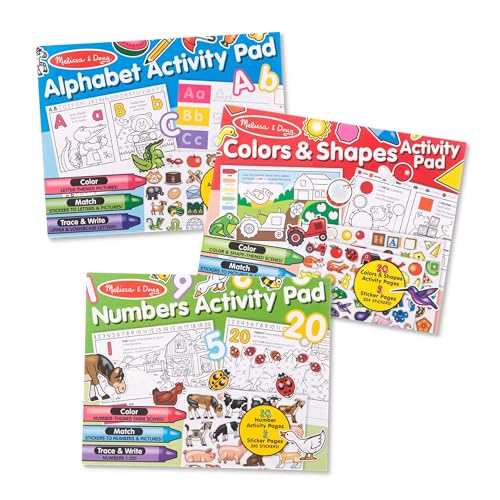 Buy now Melissa & Doug Activity Pad Bundle - Alphabet, Colors & Shapes & Numbers Sticker and Coloing Activity Books for Girls and Boys, Great Travel Toy at indiglob india
