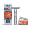 MERKUR FUTUR 701 Adjustable Double Edge Safety Razor - Bright Chrome | Adjustable Razor With Dial | Made in Germany | Plastic-Free | Snap-On Cap Design | Straight Bar - Matte Chrome