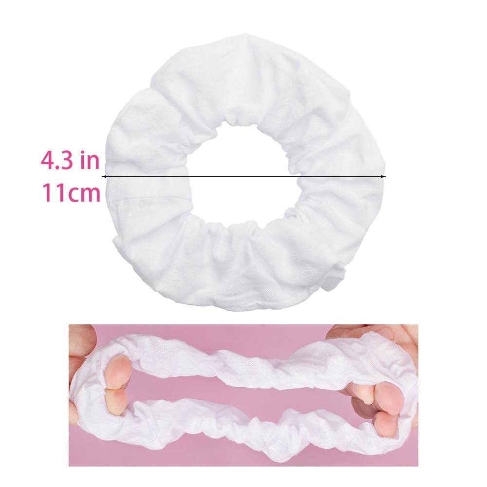 10 Pack White Cotton Scrunchies for Tie Dye Hair Elastic Hair Ties Pony Tail Holder for Party - My Store