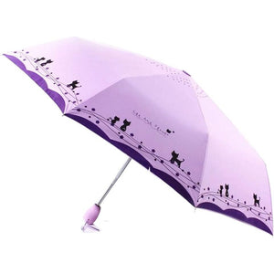 umbresen Windproof Compact Travel Folding Cute Cat Umbrella,Auto Open Close Rain&Sun Lightweight Portable Umbrellas with Cover for Kids Women Men