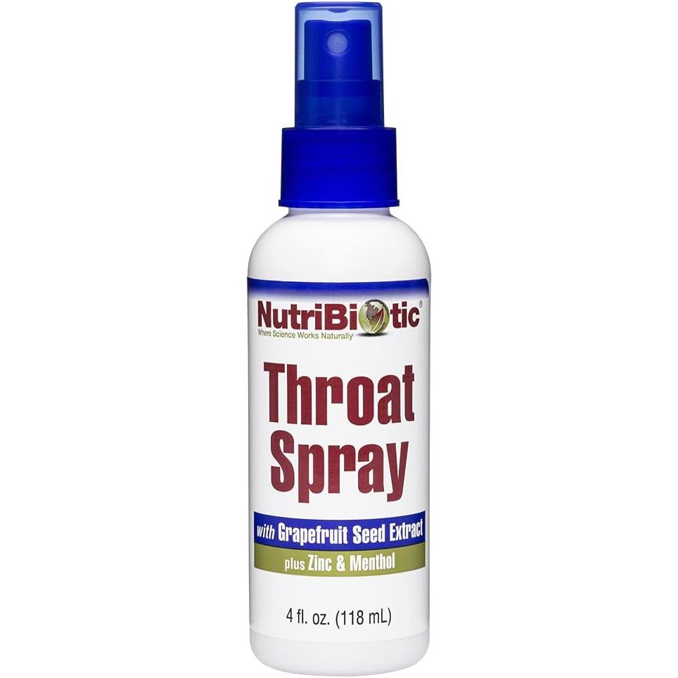 NutriBiotic – Throat Spray with GSE, 4 Fl. Oz | Gentle and Soothing Sore Throat Support with Grapefruit Seed Extract, Zinc & Menthol | Alcohol Free & Non-Medicated