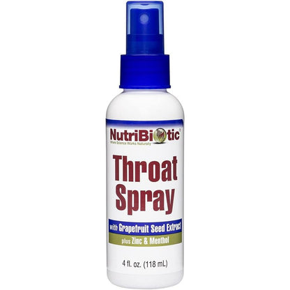 NutriBiotic – Throat Spray with GSE, 4 Fl. Oz | Gentle and Soothing Sore Throat Support with Grapefruit Seed Extract, Zinc & Menthol | Alcohol Free & Non-Medicated