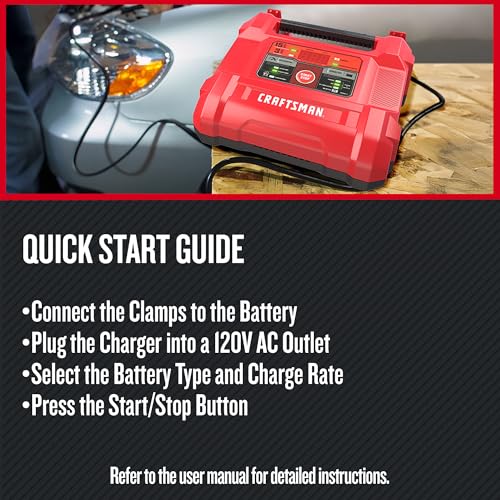 Buy now CRAFTSMAN 15A Car Battery Charger and Battery Maintainer, 4-in-1 Solution, for 6V/12V Power Sport, Automotive, and Marine Batteries, CMXCESM162 at indiglob india
