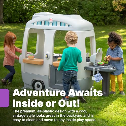 Buy now Step2 Adventure Camper Kids Playhouse, Indoor/Outdoor Playset with Kitchenette, Interactive Doorbell Sounds, 52-Piece Toy Accessories, Durable Plastic, For Toddlers 2+ Years at indiglob india
