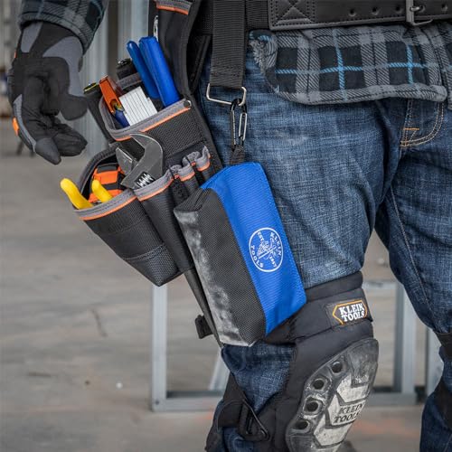 Buy now Klein Tools 55559 Stand-Up Zipper Bag Tool Pouch with Carabiners, 7-Inch Blue and 14-Inch Gray Utility Bags with Reinforced Bottom, 2-Pack at indiglob india