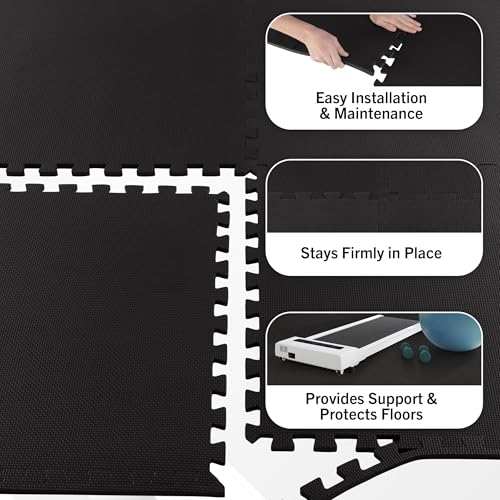 Buy now EVA Foam Mat Tiles 6-Pack - 24 SQ FT of Interlocking Padding for Garage, Playroom, or Gym Flooring - Workout Mat or Baby Playmat by Stalwart (Black) at indiglob india