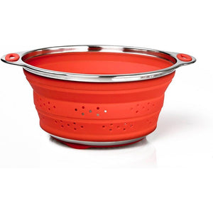 Collapsible Colander Pasta Strainer with Stainless Steel Base (Extra Large 9.5" Diamater)- 100% Food Grade Silicone and BPA Free