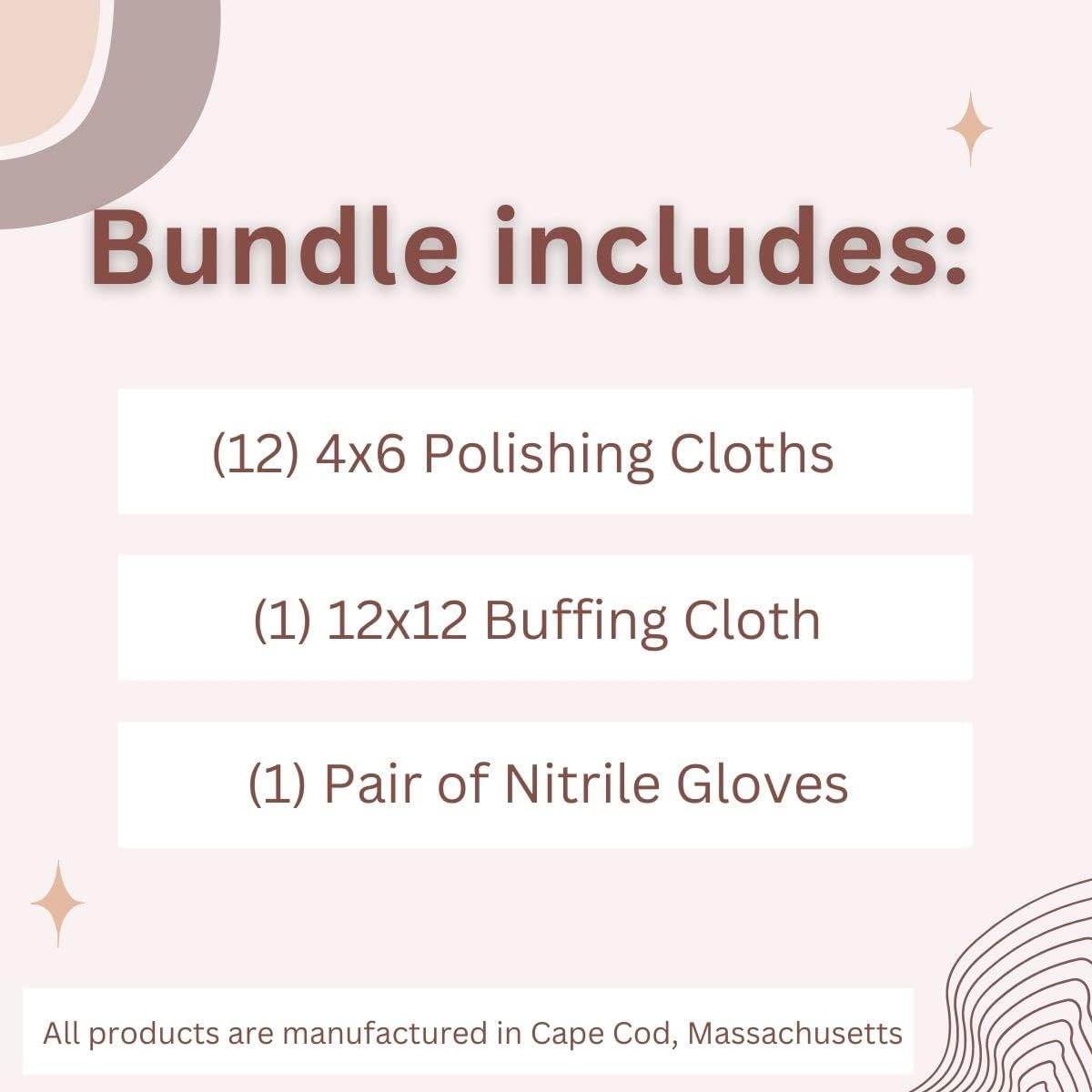 Cape Cod Polishing Metal Tin Bundle for Fine Metals | (12) 4X6 Polishing Cloths | (1) 12x12 Buffing Cloth | (1) Pair of Nitrile Gloves - My Store