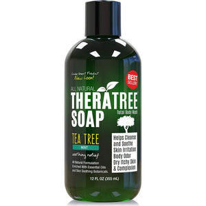 TheraTree Tea Tree Oil Soap with Neem Oil - 12oz - Helps Skin Irritation, Body Odor, & Helps Restore Healthy Complexion for Body and Face TheraTree