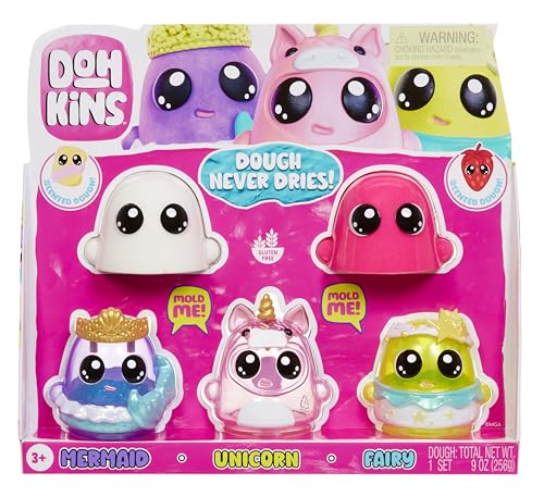 Buy now DohKins Fantasy Pack Characters, Mermaid, Unicorn, Fairy - Dough Never Dries, Ages 2+ at indiglob india