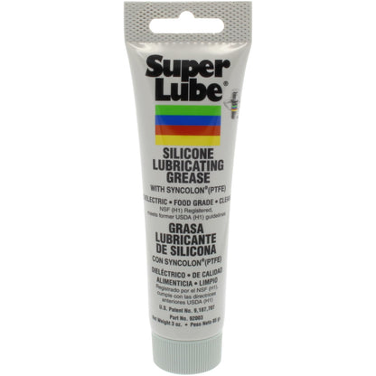 Super Lube 92003 Silicone Lubricating Grease with PTFE, 3 oz Tube, Translucent White