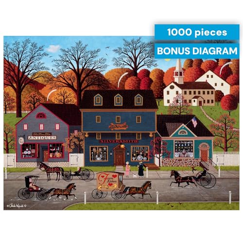 Buy now Buffalo Games – Charles Wysocki Valley Farm Street 1000 Piece Jigsaw Puzzle for Adults, Classic Americana Artwork with Full-Color Poster at indiglob india