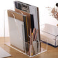 Buy now SANRUI Acrylic File Organizer with Pencil Holder Multi-Functional Clear Desk Accessories Organizer with 2 Slot Magazine Book Sorter Holder , 3 Compartments at indiglob india