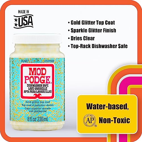 Buy now Mod Podge CS27593 Dishwasher Safe Glitter Gold, 8 fl oz Multi-Purpose Formula, Perfect for Easy to Apply DIY Arts and Crafts at indiglob india