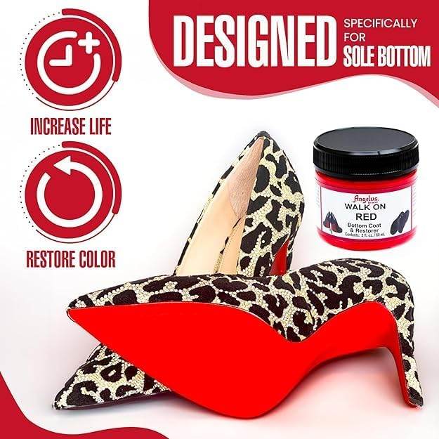 Angelus Walk on Red Paint Restorer – for Red Bottoms, Color Renewal for High Heels and Leather Shoes – Durable, Flexible, and Easy Application – 2 fl oz - My Store