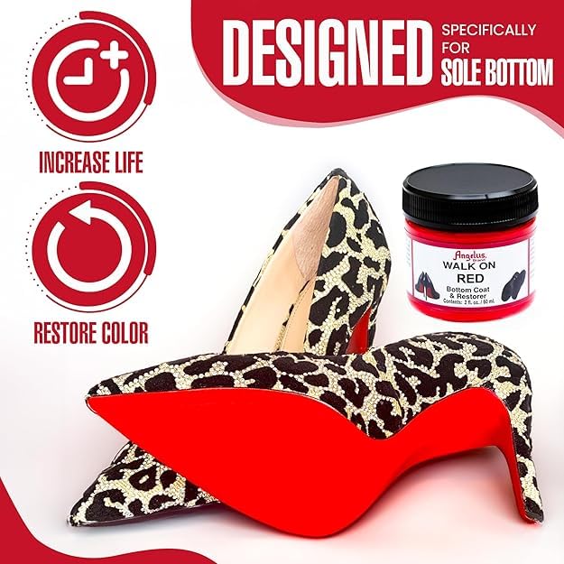 Buy now Angelus Walk on Red Paint Restorer – for Red Bottoms, Color Renewal for Christian Louboutin High Heels and Leather Shoes – Durable, Flexible, and Easy Application – 2 fl oz at indiglob india