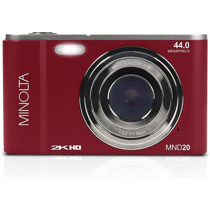 Minolta MND20 44MP Digital Camera – 2.7K Ultra HD Video, 16X Digital Zoom, Anti-Shake Stabilization, Time Lapse, Face Detection, 2.9-inch LCD Display – Lightweight Compact Camera (Black)