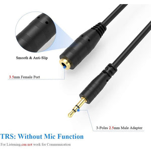 ELECTOP 2.5mm Male to 3.5mm(1/8 inch) Female Stereo Audio Jack Adapter Cable for Headphone