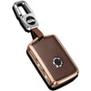 HIBEYO Alloy Leather Texture Car Key Fob Cover with Keychain fits Volvo XC90, XC60, XC40, S60, S90, V60, Polestar 1, T5 - 3 Button Black Smart Remote Car Key Holder - Brown
