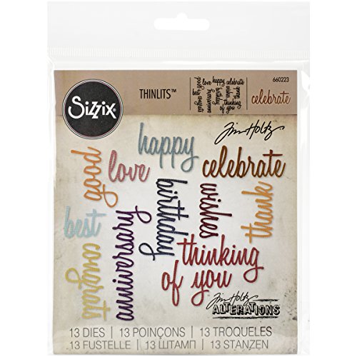 Buy now Sizzix SIZ660223 Tholtz Thinlits Die Celebration Words Scrpt Tholtz Thinlits Die , White at indiglob india