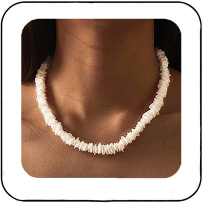 Latious Puka White Shell Necklace Beach Chip Seashell Necklaces Clam Chips Necklace for Women