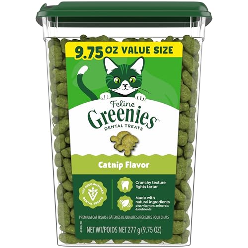 Buy now Greenies Feline Veterinarian-Recommended Adult Natural Dental Cat Treats, Catnip Flavor, 21 oz. Tub at indiglob india