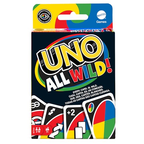 Buy now Mattel Games UNO All Wild Card Game with 112 Cards, Gift for Kid, Family & Adult Game Night for Players 7 Years & Older at indiglob india