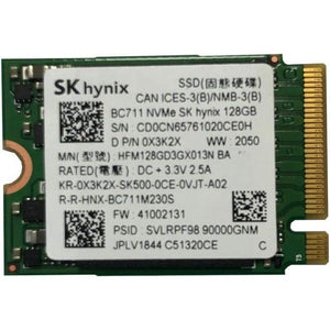 SK hynix BC711 128GB PCIe NVMe M.2 2230 Gen 3 x 4 SSD, 0X3K2X, HFM128GD3GX013N, OEM Package