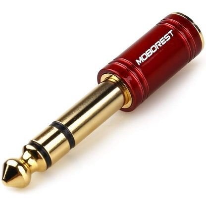 MOBOREST 1/4'' (6.35mm) Male TRS Plug to 1/8'' (3.5mm) Female Socket Stereo Audio Jack Pure Copper Adapter for Headphone, Amp, Adapte - Black 1PCS