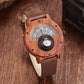 Men's Handmade Wooden Watches Mens Lightweight Analog Quartz Wood Mens Wrist Watch with Compass