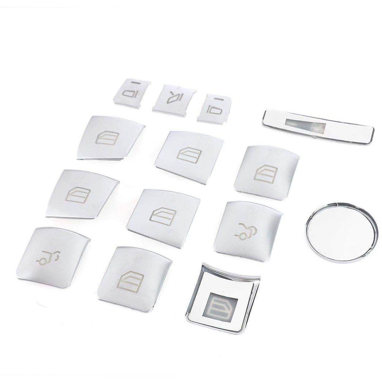 ALAVENTE Car Window Glass Lift Button Trim Cover Sticker for Mercedes Benz A/B/C(W204)/E(W212)/GLA/CLA/GLK/GL/ML/GLE Class (14 Pcs) - My Store