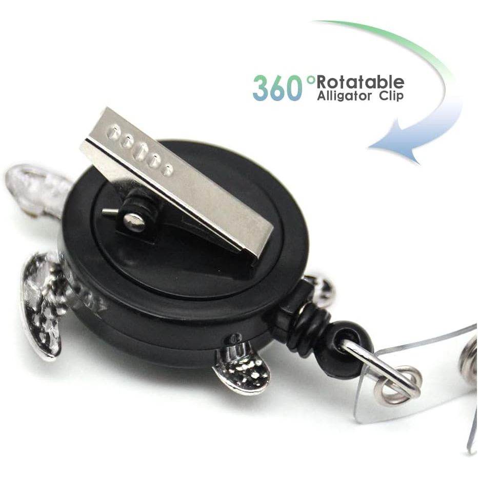 Aquamarine Enamel Sea Turtle Retractable ID Badge Reel,Name Card Holder for Nurse - My Store