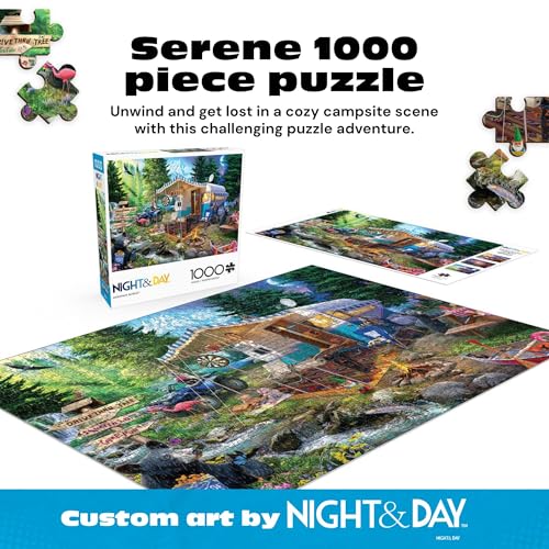 Buy now Buffalo Games - Mountain Retreat - Jeff Haynie - 1000 Piece Jigsaw Puzzle for Adults, Challenging and Colorful Camping Scene, Precision-Cut Pieces, Includes Full-Color Poster at indiglob india