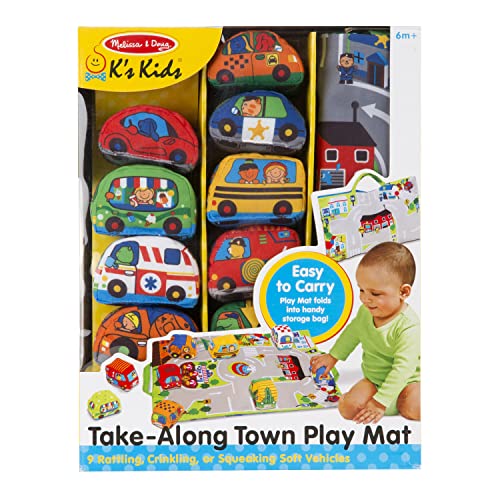 Buy now Melissa & Doug Take-Along Town Play Mat (19.25 x 14.25 inches) with 9 Soft Vehicles at indiglob india
