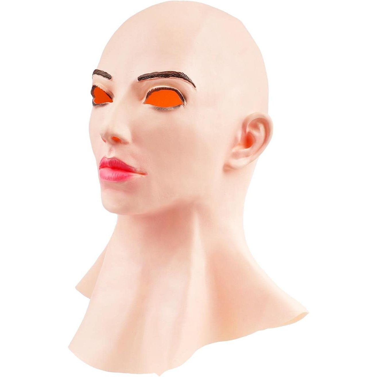 Kedejin Realistic Female Latex Mask, Cosplay Drag Queen Halloween Fancy Dress Headgear Head Cover Crossdressing Sissy Fancy Dress, White