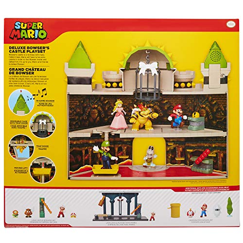 Buy now Super Mario Nintendo Deluxe Bowser's Castle Playset with 2.5" Exclusive Articulated Bowser Action Figure, Interactive Play Set with Authentic in-Game Sounds at indiglob india