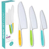 Tovla Jr. Kid Safe Knife Set for Real Cooking | 3-Piece Toddler Kitchen Knives | Montessori & STEM Cooking Tools Ages 4–12 | BPA-Free, Dishwasher-Safe | Christmas, Birthday & Stocking Stuffer Gift - Multi-Green