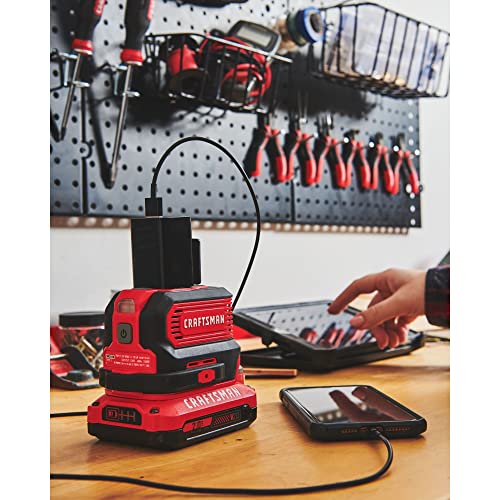 Buy now CRAFTSMAN V20 Charger, Power Inverter, Charging Ports for Type-C, Type-A, and AC, 150 Watts, Bare Tool Only (CMCB1150B) at indiglob india