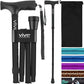 Vive Folding Cane - Foldable Walking Cane for Men, Women - Fold-up, Collapsible, Lightweight, Adjustable, Portable Hand Walking Stick - Balancing Mobility Aid - Comfortable Ergonomic Handle