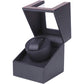 Automatic Single Watch Winder, in Wood Shell and Black Leather/Carbon Fiber Leather, Japanese Motor